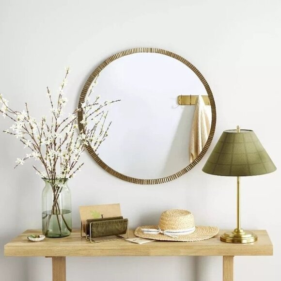 Hearth & Hand Magnolia 23" Plaid Shade Metal Table Lamp Brass/Green Target NIB - Picture 2 of 9